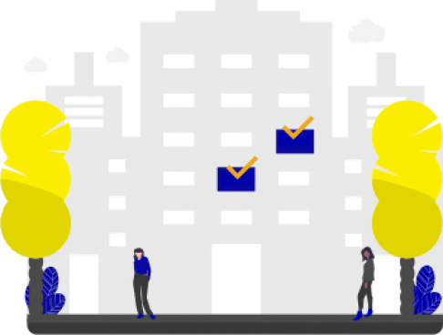 Why illustration with person and abstract shapes